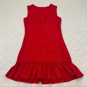 LaRoque Drop Waist Ruffle Hem Mini Dress in Red Tweed — size 2